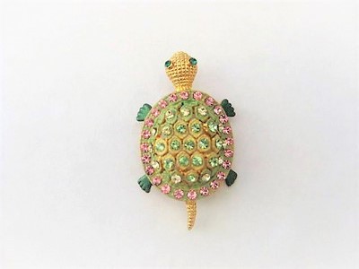 Turtle Crystal Rhinestone Brooch Pin