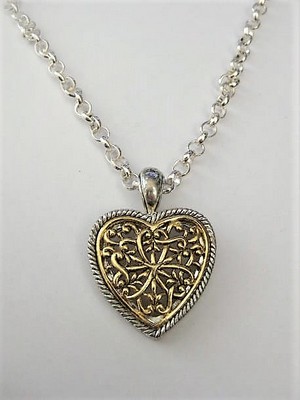 Two-Tone Heart Pendant Necklace