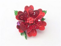 Red Metal Flower Pin