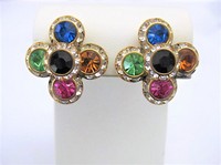 Vibrant Crystal Clip Earrings