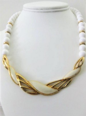 White & Ivory Drape Bead Necklace