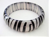 Zebra Black White Lucite Bangle Bracelet