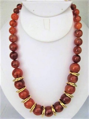 Amber & Gold Chunky Bead Necklace  by  Graziano