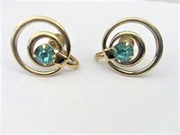 Aqua Blue Rhinestone Screw-on Earrings