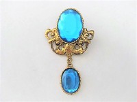 Bright Blue Victorian Pin