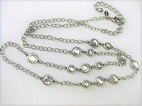 Clear Stones on Long Silver Necklace