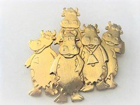 Happy Cows Gold Pin Brooch  by JJ