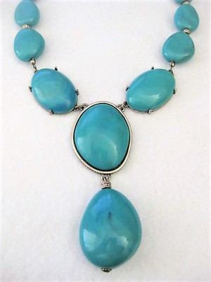 Chunky Turquoise Beaded Choker Necklace  by NRT