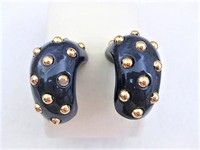 Bold Navy Gold Studded Earrings