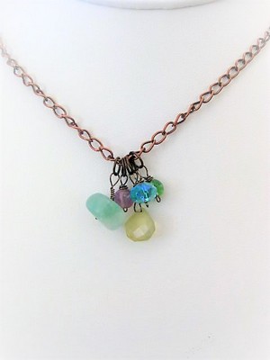 Cluster Chalcedony Crystal Amethyst Necklace