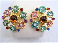 Large Round Floral Earrings