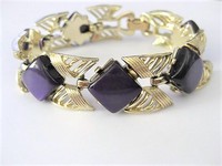 Purple & Gold Link Bracelet  by Coro