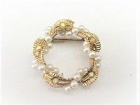 Gold Wreath Pearl & Rhinestones