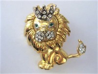 Gold Lion Brooch Pin