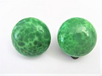 Glass Button Clip Earrings