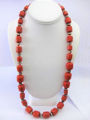 Dark Orange Beaded Necklace  by  J Crew