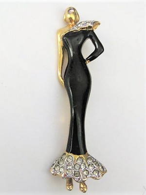 Lady in Black Pin Brooch  by Carolee