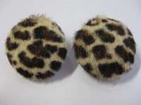 Leopard Print Button Clip Earrings