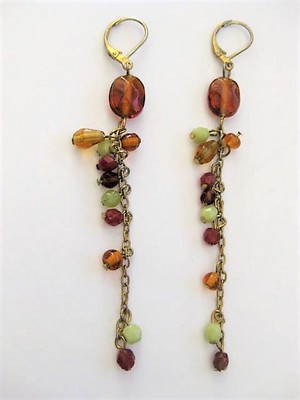 Glass & Jade Long Beaded Drop Earrings