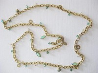 Long Crystal Blue Green Necklace 42"   by Liz Paiacios