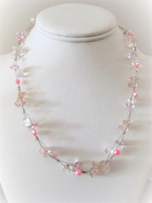 Pink Beaded Invisible Necklace