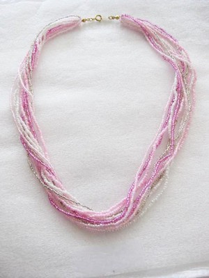 Pink Seed Beaded Necklace  by Avon