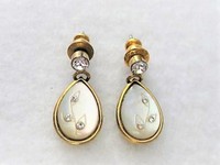 Mother of Pearl Floral Drop Pierced Earrings   by Monet