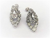 Rhinestone Dangle Screw-on Earrings