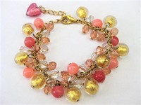 Rosy Pink & Gold Bauble Bracelet