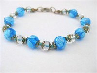 Turquoise Art Glass Beads Bracelet