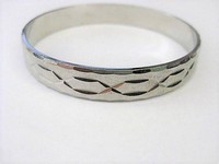 Silver Etched Bangle Bracelet   by Monet