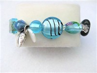 Aqua Blues Glass Stretch Bracelet