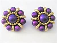 Large Retro Purple Clip Earrings