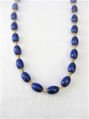 Long Navy Blue Retro Bead Necklace