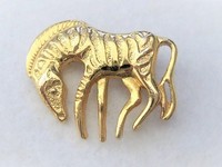 Zebra Gold-tone Brooch Pin